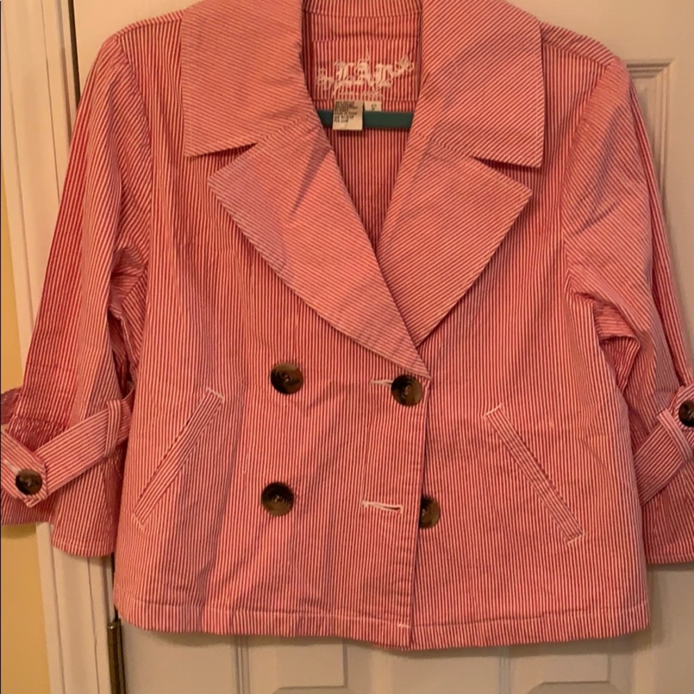 LAL Live a Little Pink Striped Women's Jacket, Size S